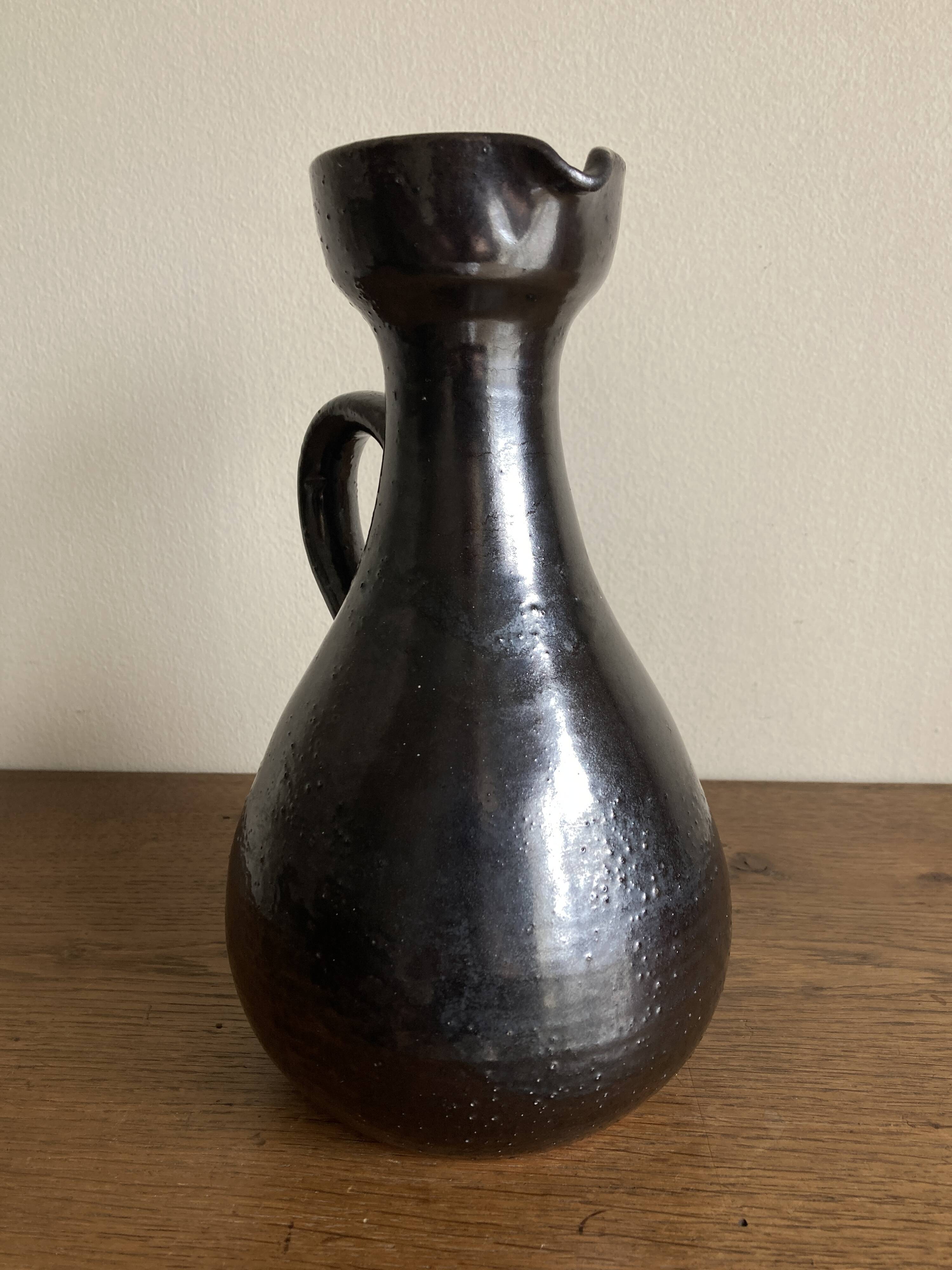 Robert Picault ceramics, black glazed earthenware, 1960