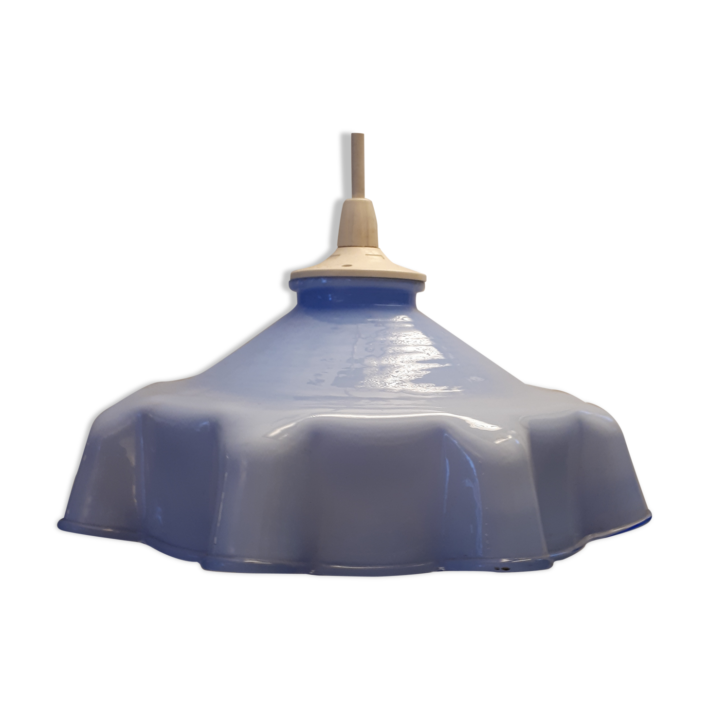 Hanging lamp blue opaline glass draped vintage 1950/1960