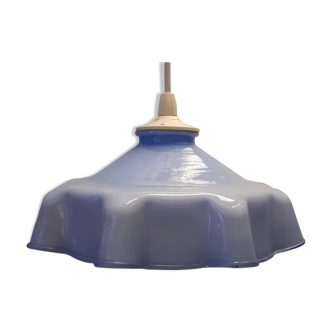 Hanging lamp blue opaline glass draped vintage 1950/1960