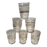 Lot de 6 verres granité à liseré doré années 50-60