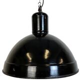 Industrial black enamel factory pendant lamp, 1950s