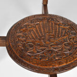 Asian coffee table carved with dragons and peacocks, Indonesia, early 20th century
