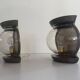 Pair of bronze and glass wall lights from the mid-century, 1960, Italy.