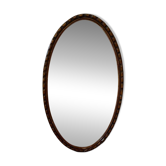 Miroir mural ovale robuste vintage en bois