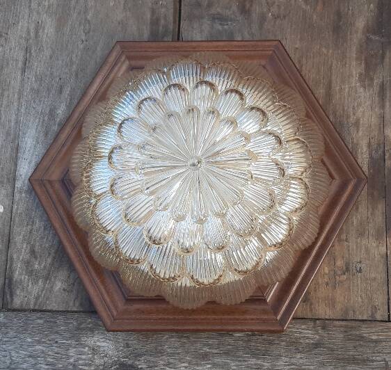 70s amber glass ceiling light