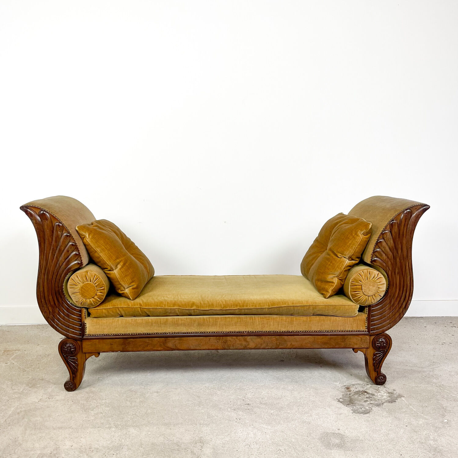 Antique french empire daybed with original velvet upholstery