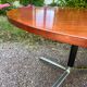Vintage oval wooden and metal dining table from the 60s and 70s