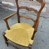 Rustic mulched armchair louis xv style in oak