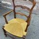 Fauteuil paillé rustique style  louis xv en chêne