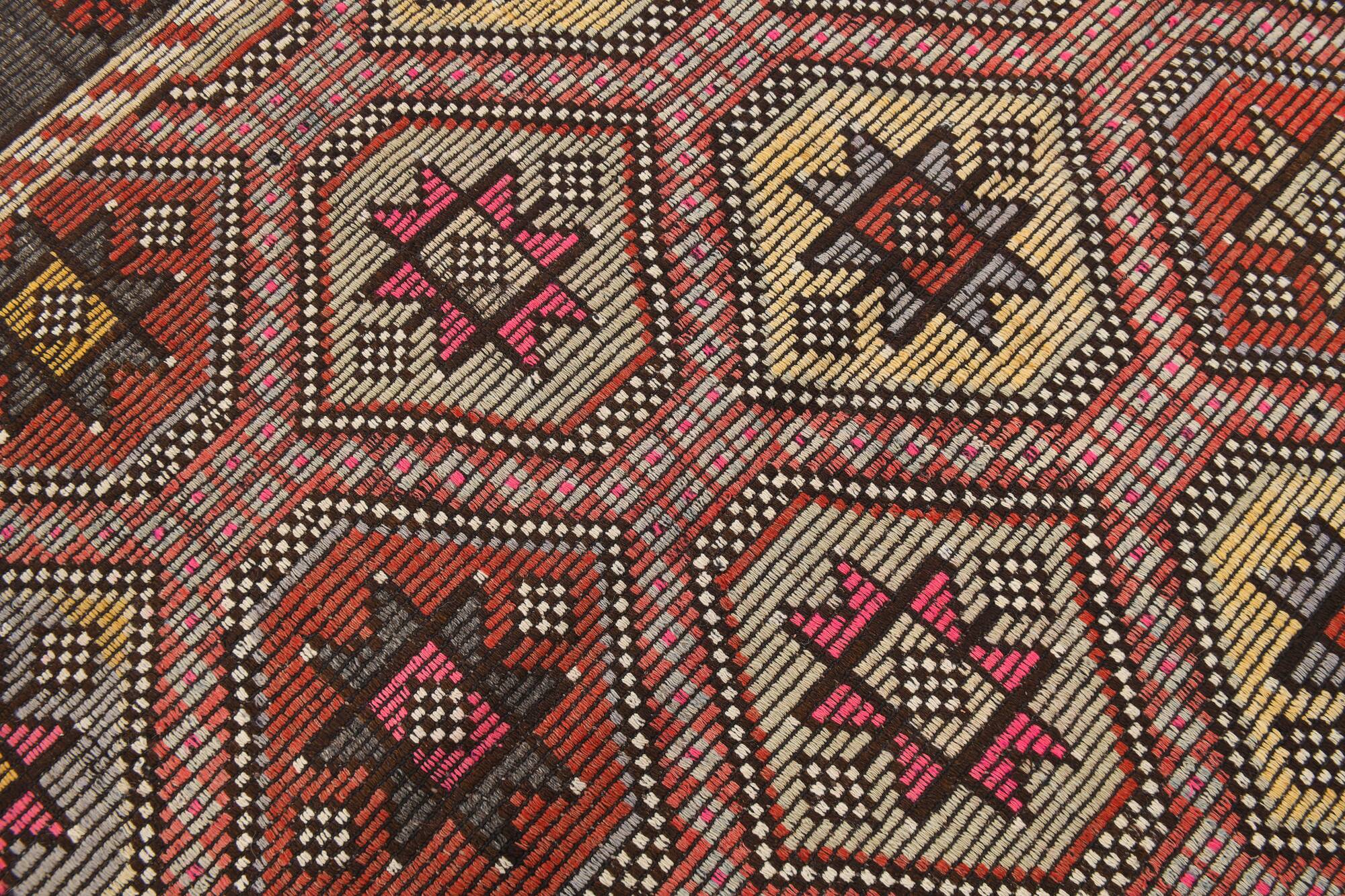 5x9 Brown Pink Antique Vintage Kilim Rug 166x78Cm SK 2402