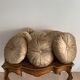 Gold lamé round velvet cushion