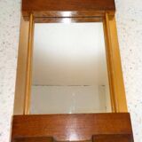 Golden aluminum wooden tray & rectangular mirror circa 1950