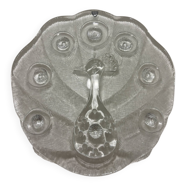 Plateau à Fromage, Peakcock, cristal, Lars Hellsten, Orrefors, Suède, 1970