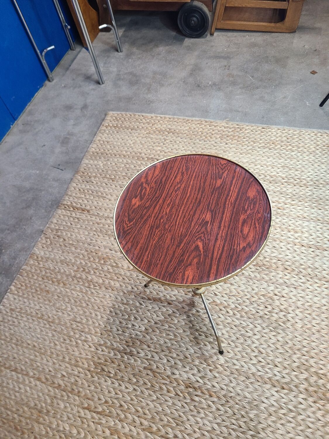 Vintage brass and rosewood side table