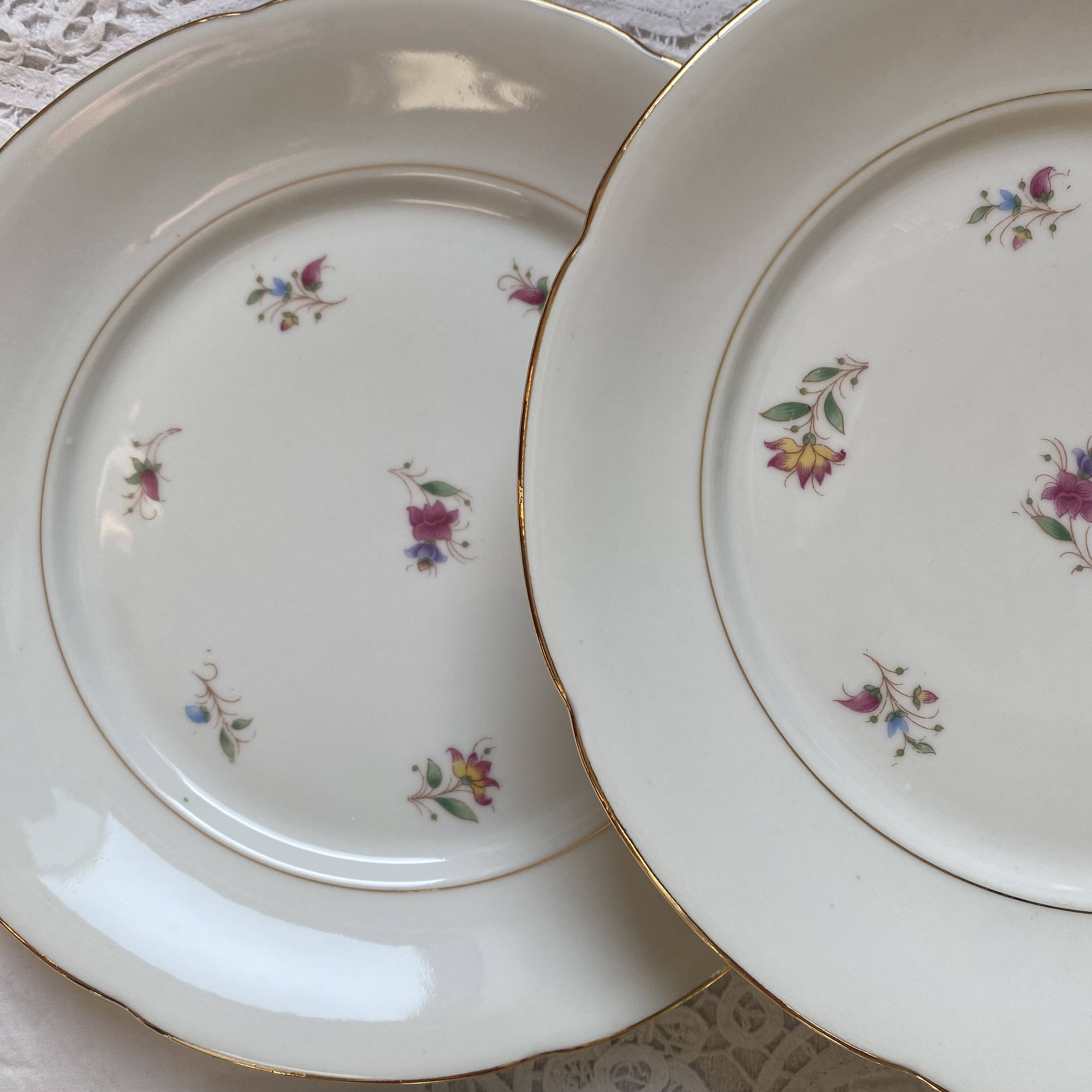 Set of 6 antique porcelain flat plates with gilding PL Limoges
