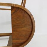 1930s Restored Art Deco Armchair in Solid Walnut, Czechoslovakia