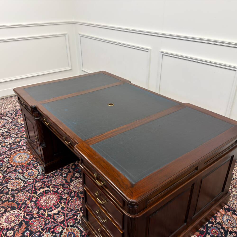Large classic English Chesterfield partner desk