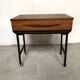 Teak bedside table on casters, vintage 60s end table