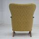 1960s, Danish armchair, furniture cotton/wool fabric, solid oak wood.