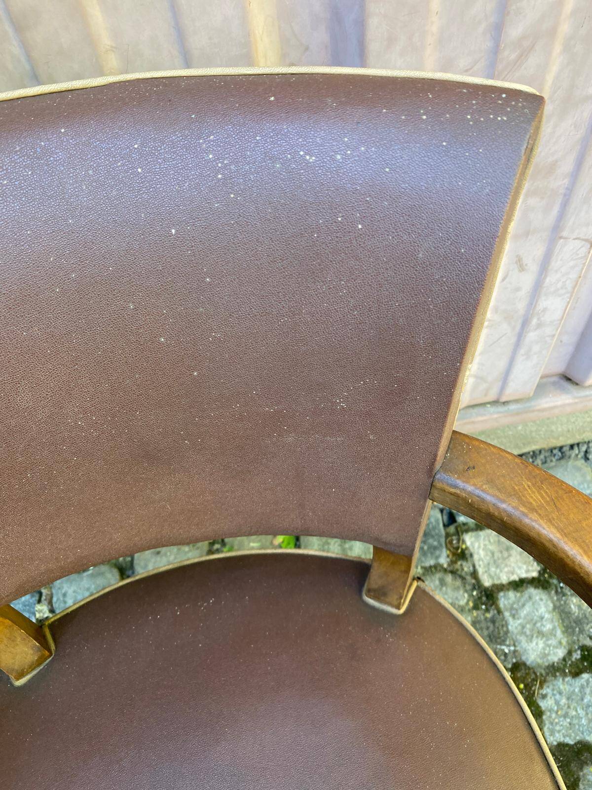 Art Deco bridge armchairs in leather from the 1950s.