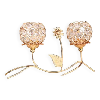 Bougeoirs à fleurs à Double tête en cristal doré, bougies de luxe pour la maison, dîners romantiques