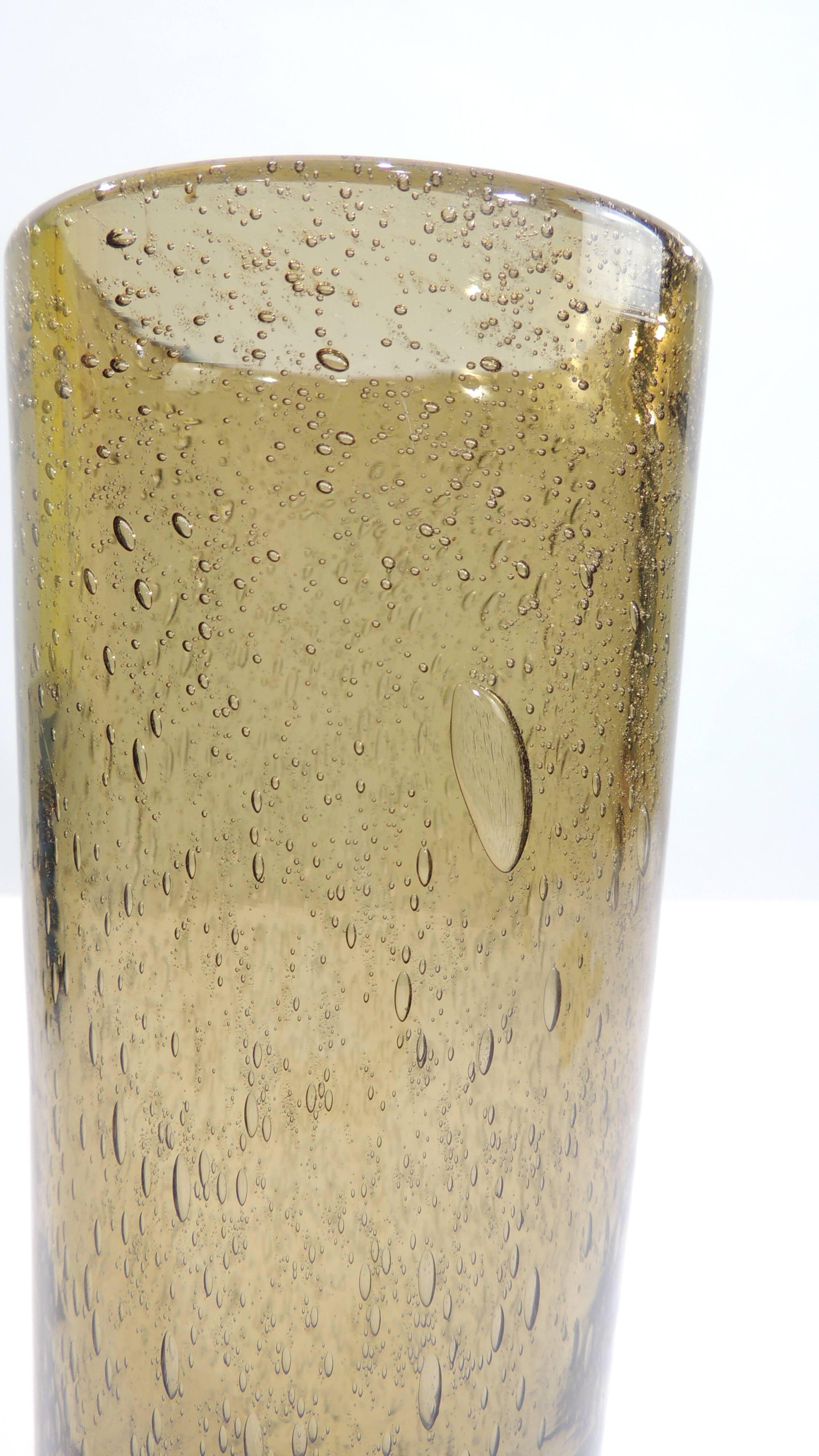 Vintage Bandor bubble vase – amber blown glass – 1960s design – decoration