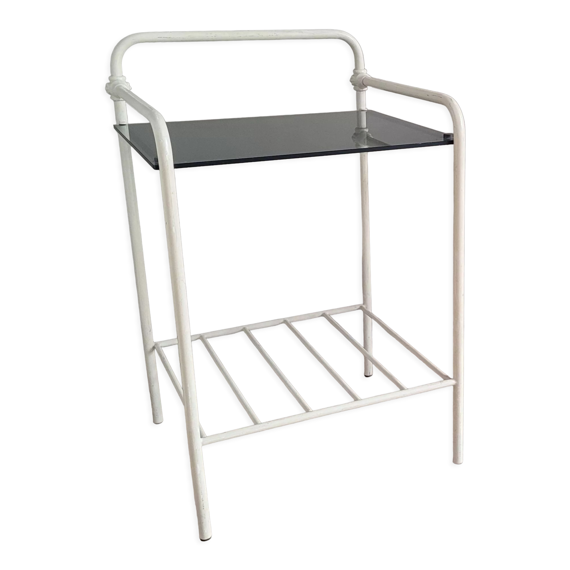 Bedside table metal glass 60s