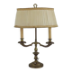 2 Light French Vintage Brass Boulotte Table Lamp With Cream Pleated Shade 5