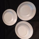 Trio of hollow earthenware plates ''Oxford Brazil'' Blue Checkerboard patterns