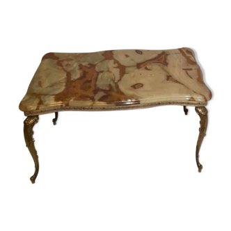 Marble and bronze brass coffee table and floor lamp set