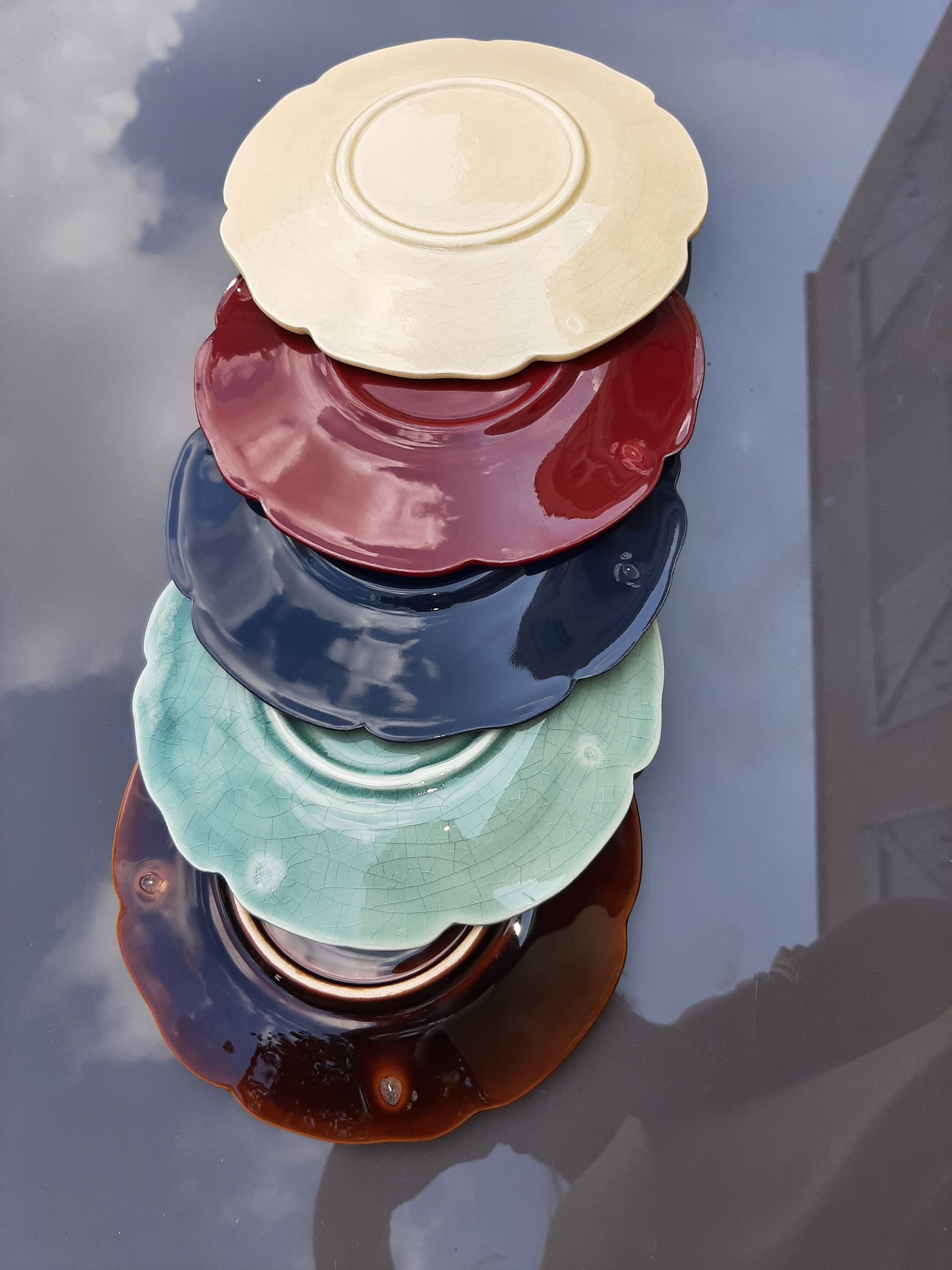 Lot 5 plates shape vintage flower