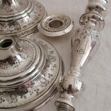Pair of silver bronze torches, XIXth