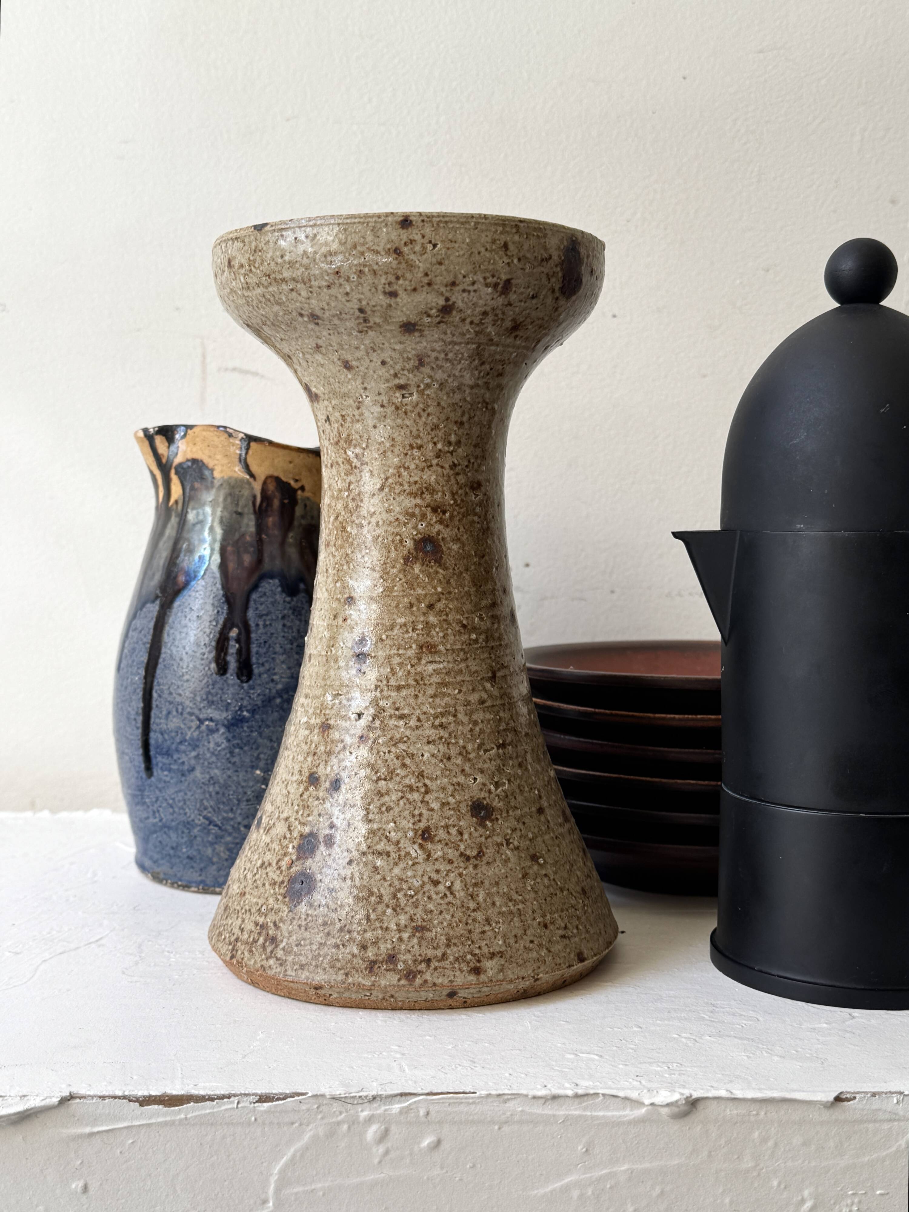 Pyrite stone candlestick vase, Alain Blanchard 1970