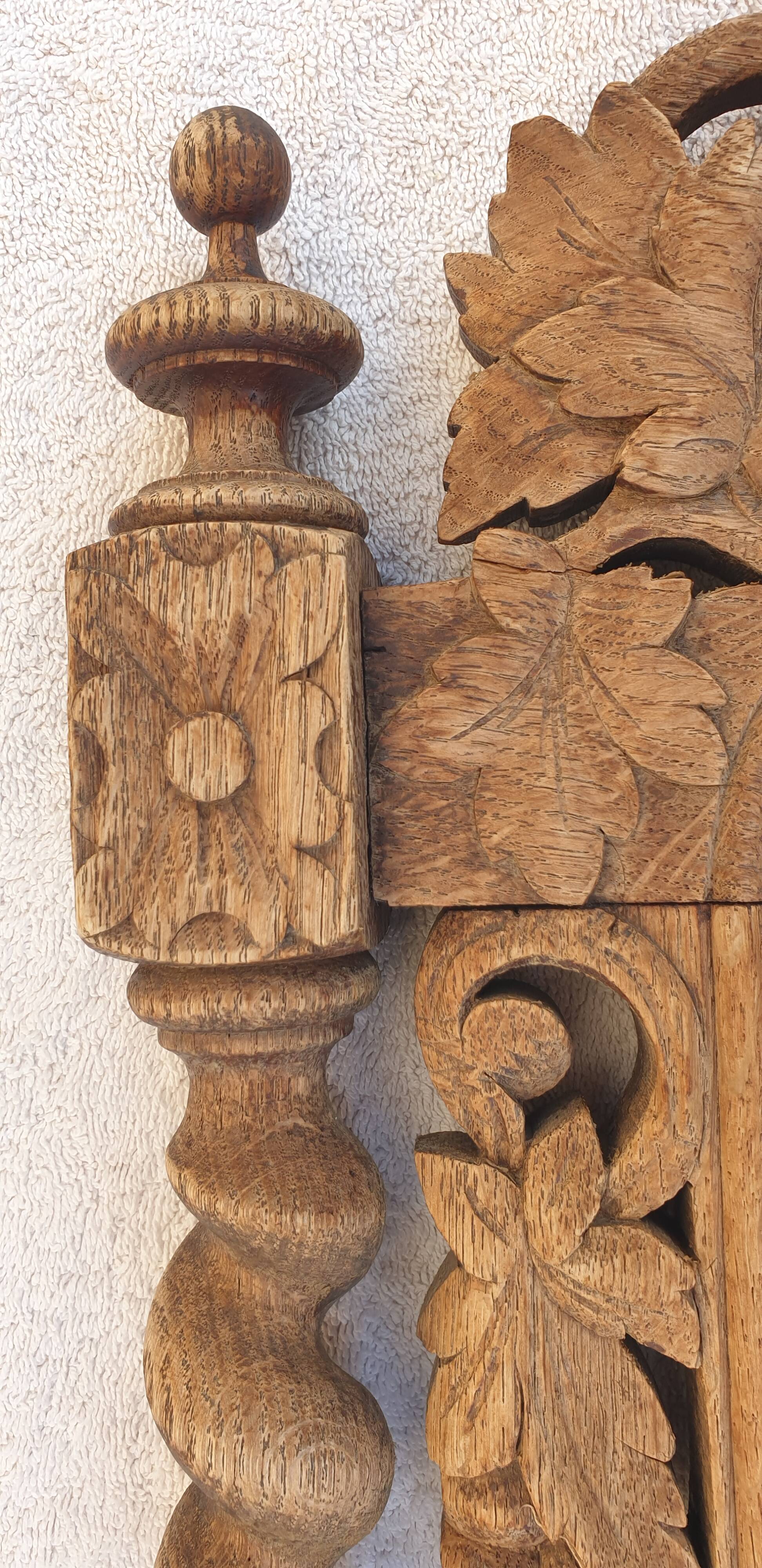 Wooden door pediment vintage sculpture wall art antique