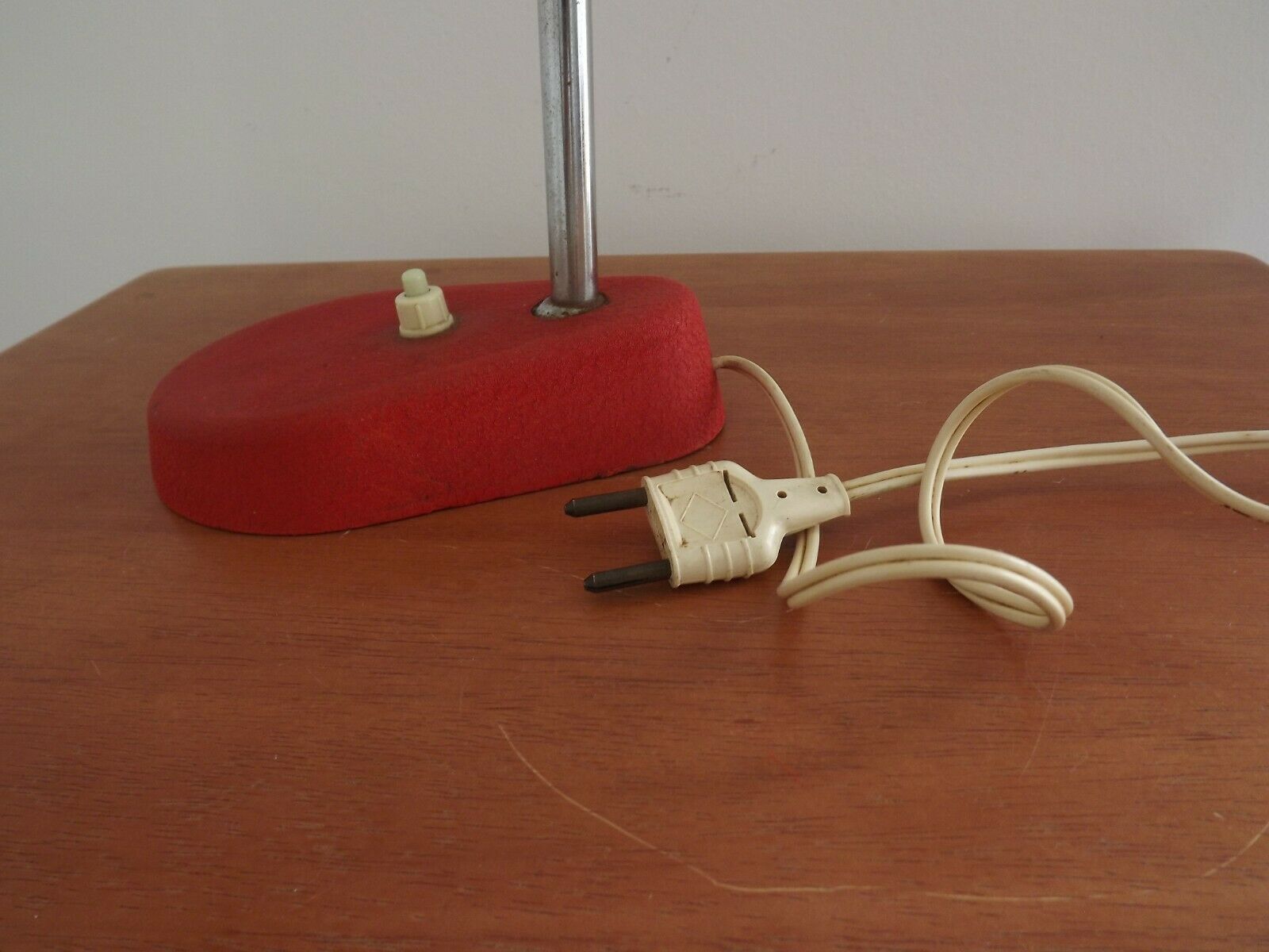 Red & Silver Metal Swan Neck Table Lamp