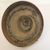 Green ceramic plate signed vintage