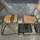 Pair of vintage metal caned folding chairs