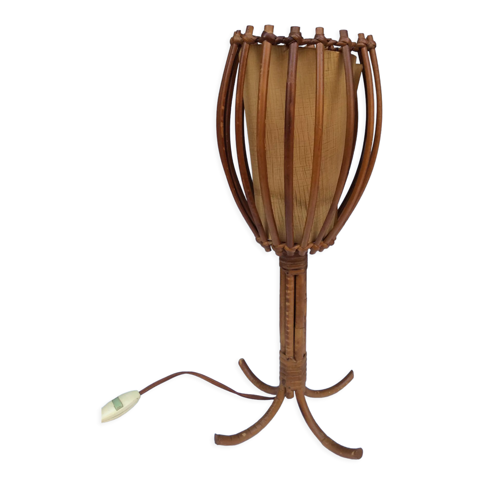 Rattan lamp by Louis Sognot, 1960s