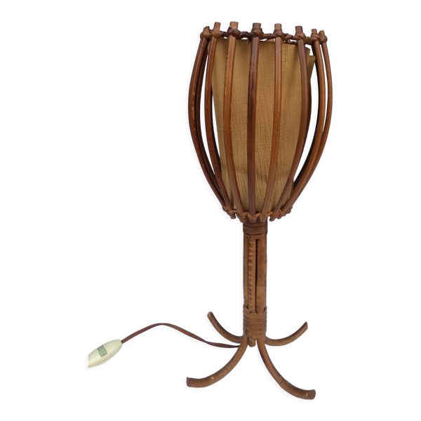 Lampe en rotin par Louis Sognot, années 60