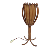 Lampe en rotin par Louis Sognot, années 60