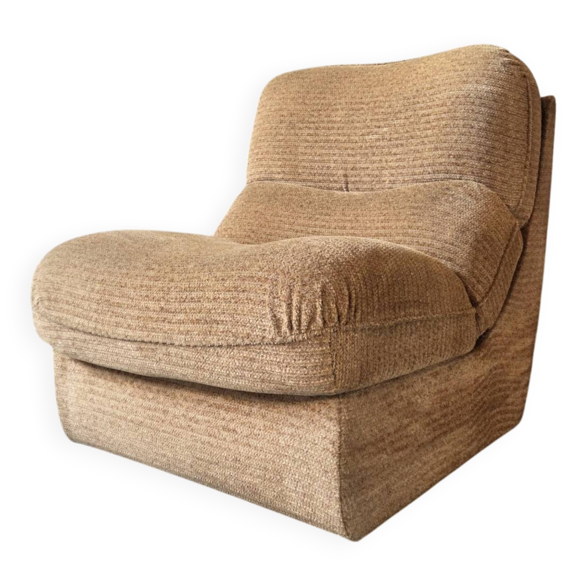 Beige velvet armchair