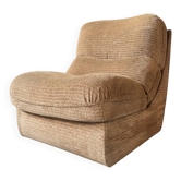 Fauteuil velours beige
