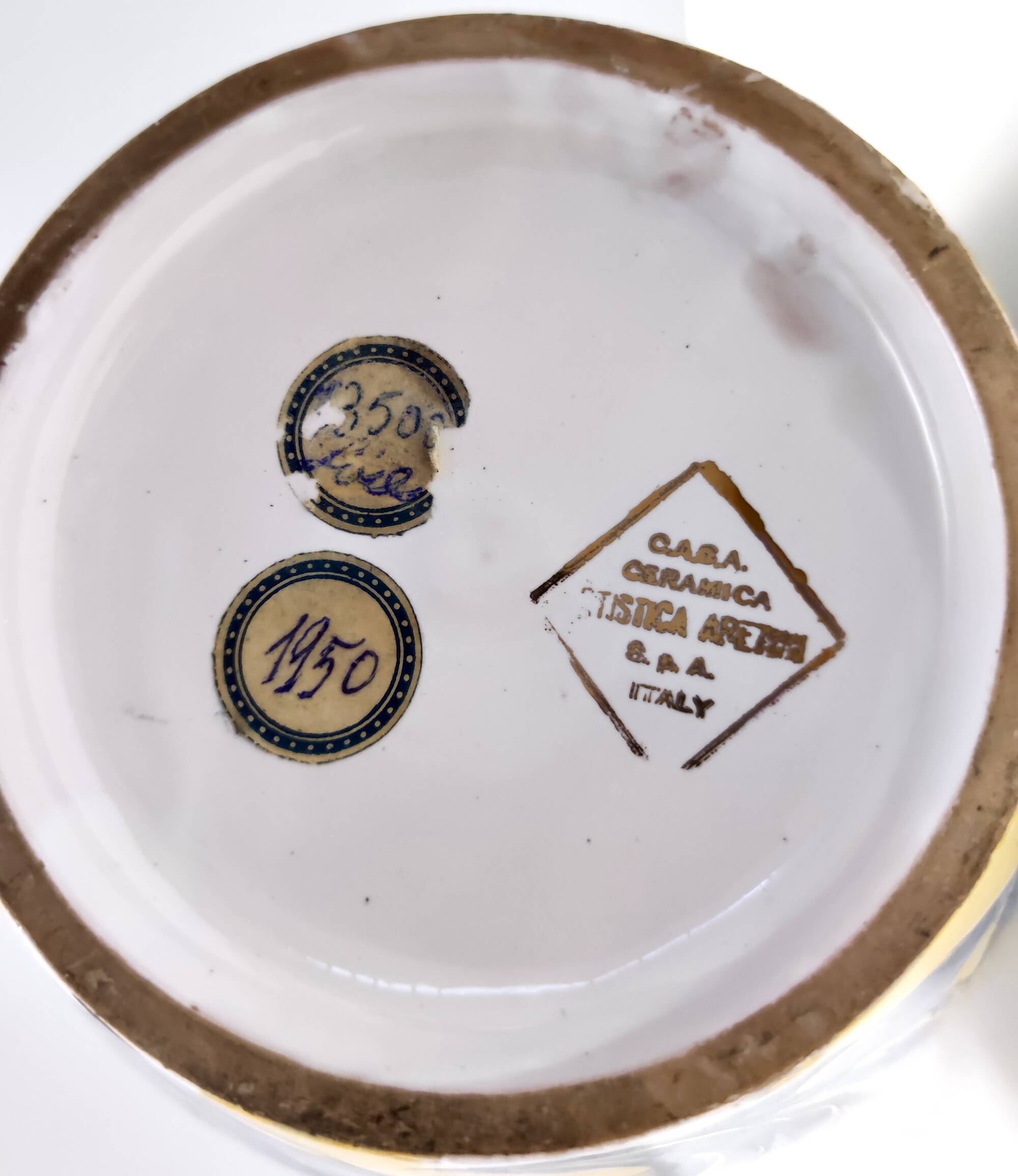 Handmade Yellow and Blue Glazed Ceramic Amphora Vase by Zulimo Aretini, Ita