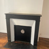 Black marble fireplace mantel