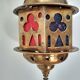 Suspension lantern in moucharabieh brass, colored windows