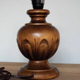 Carved turned wooden lamp base