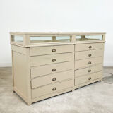 Vintage painted jewellery counter with top display