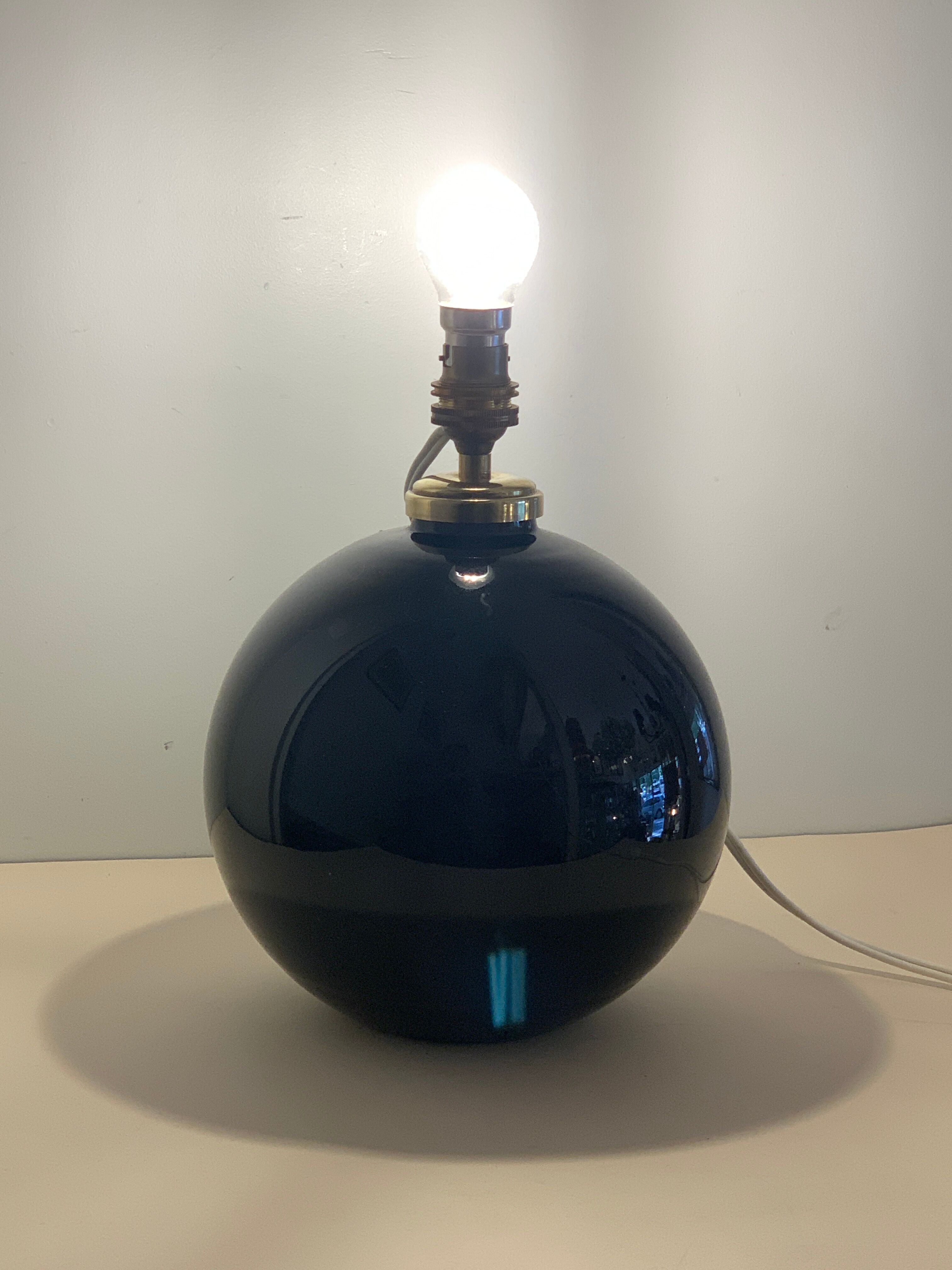 Art deco lamp foot in black opaline