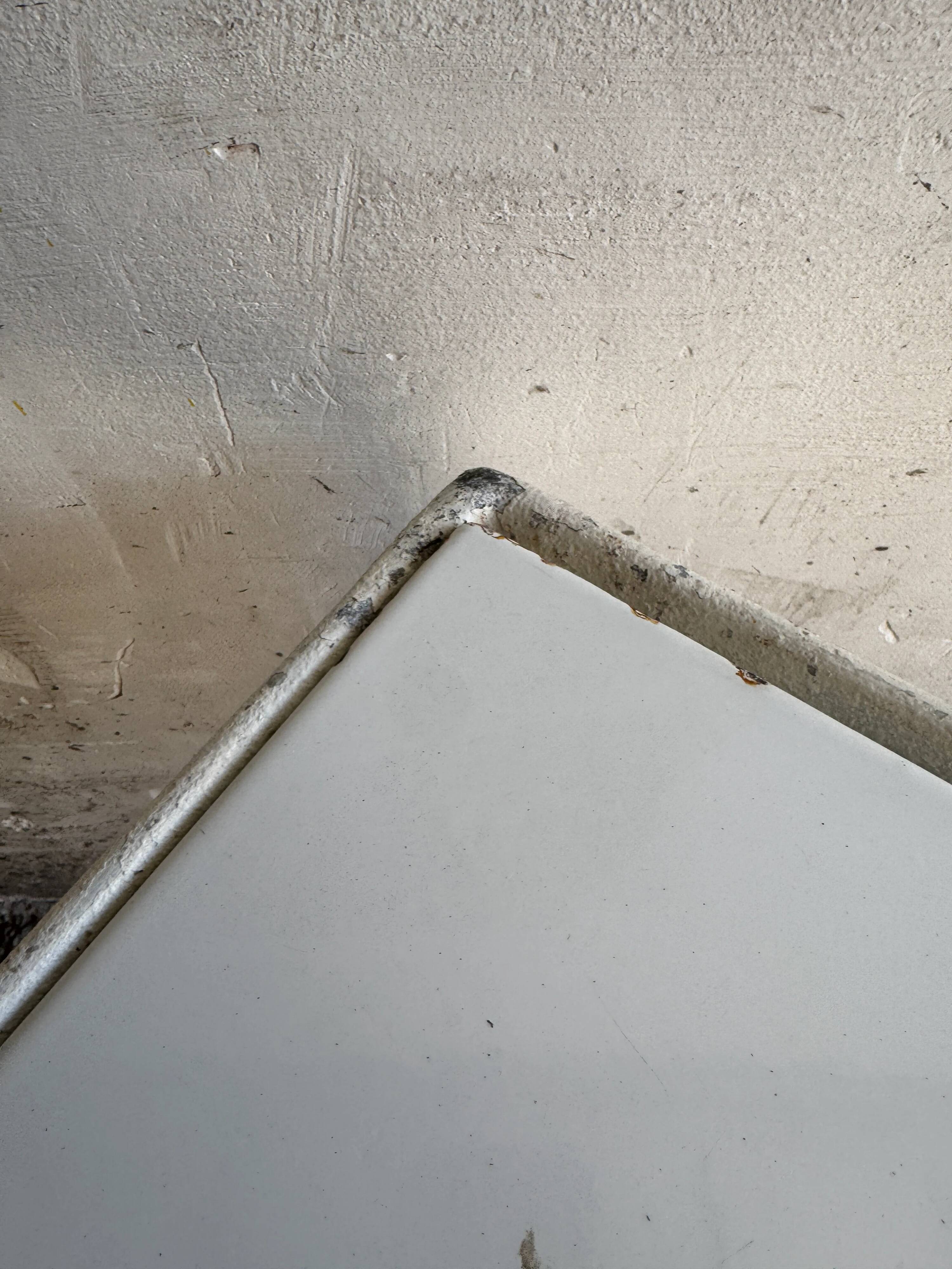 White Enameled Steel Top & Cast-Aluminum Knoll Outdoor Table — 1960s Modernist First Edition