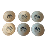 Flat plates series of six earthenware Longchamp décor Simone